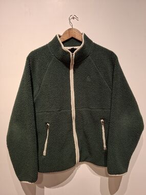 Sierra Designs Forest Green Sherpa Zip Jacket with Cream Trim Size M